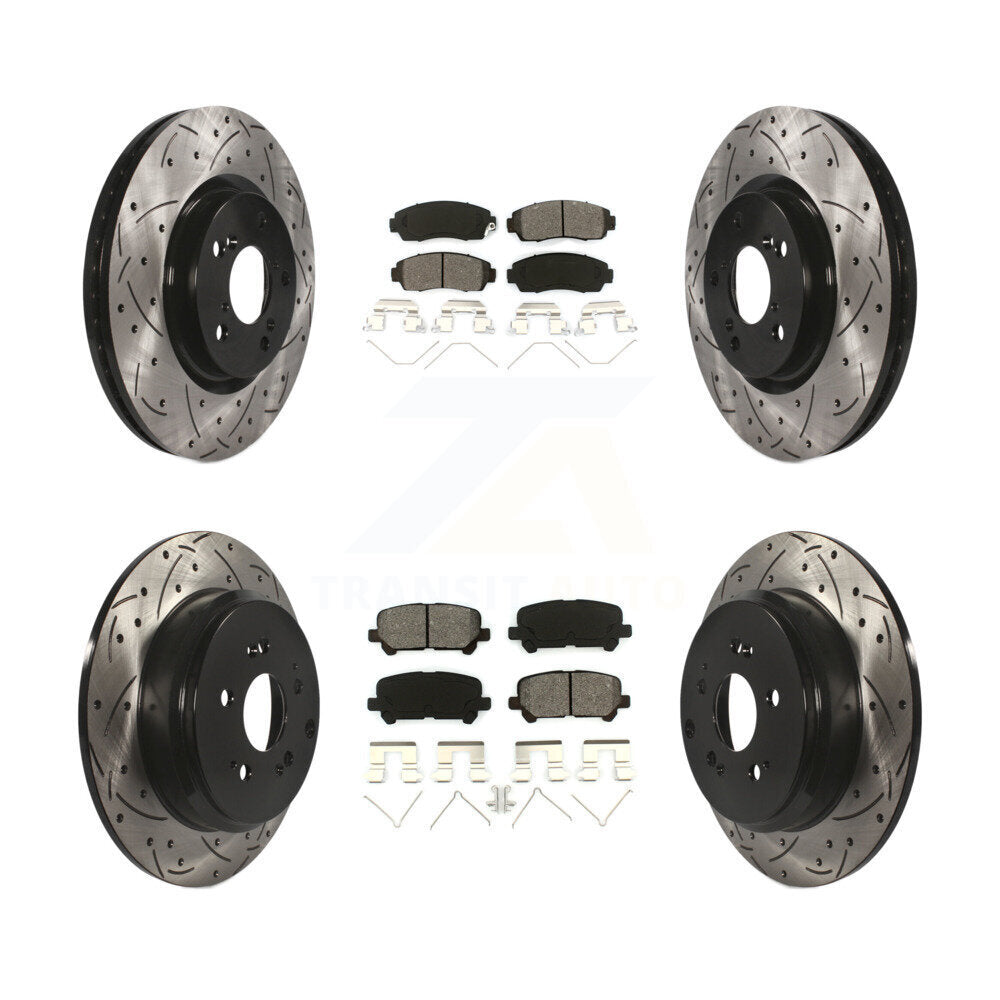[Avant + Arrière] Kit de disque (percé rainuré revêtu) et plaquette (semi-métallique) de frein pour 2011-2014 Honda Odyssey KDS-100324