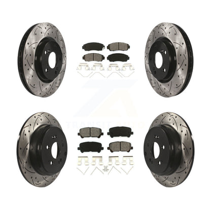 [Avant + Arrière] Kit de disque (percé rainuré revêtu) et plaquette (semi-métallique) de frein pour 2011-2014 Honda Odyssey KDS-100324