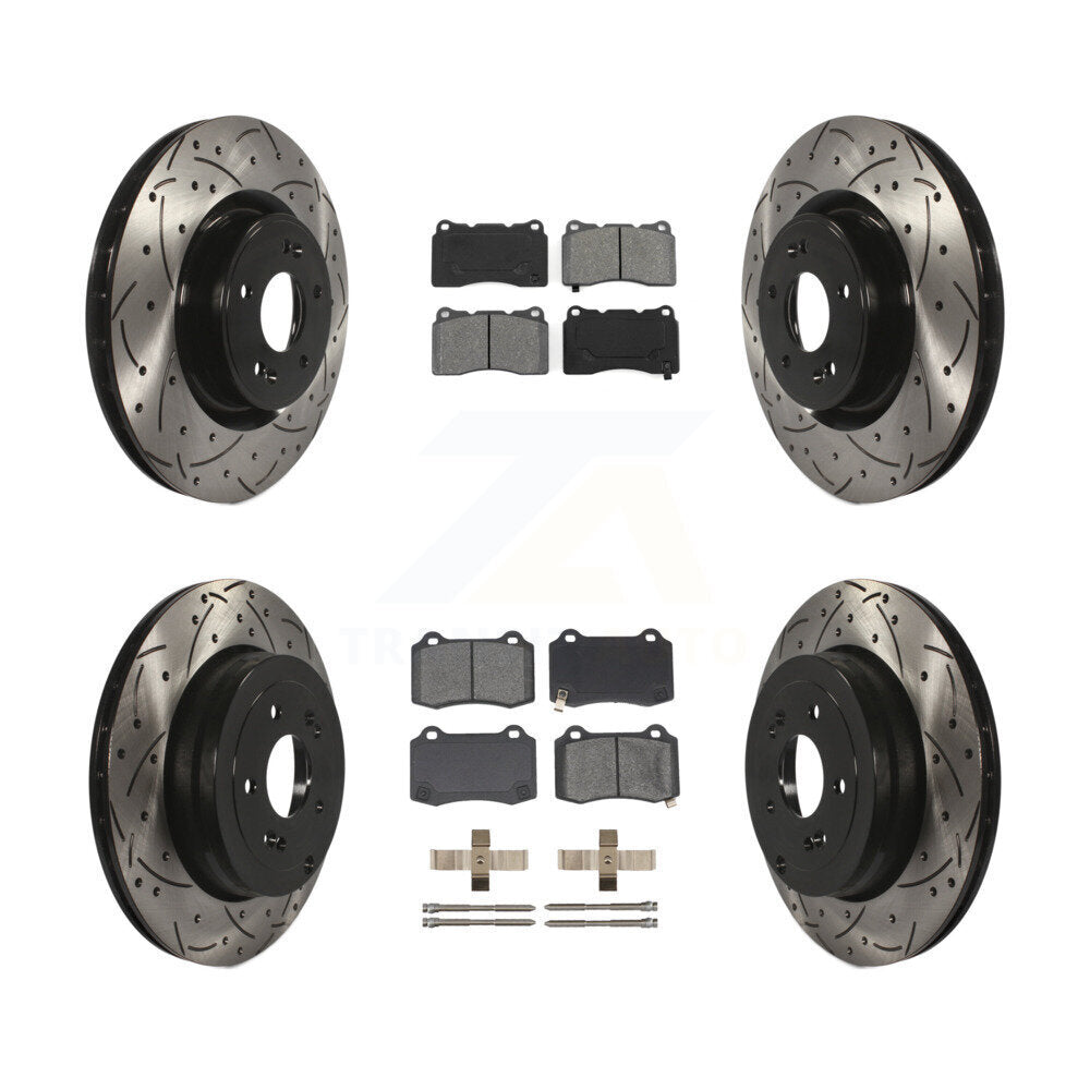 [Avant + Arrière] Kit de disque (percé rainuré revêtu) et plaquette (semi-métallique) de frein pour Hyundai Genesis Coupe KDS-100325