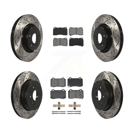 [Avant + Arrière] Kit de disque (percé rainuré revêtu) et plaquette (semi-métallique) de frein pour Hyundai Genesis Coupe KDS-100325