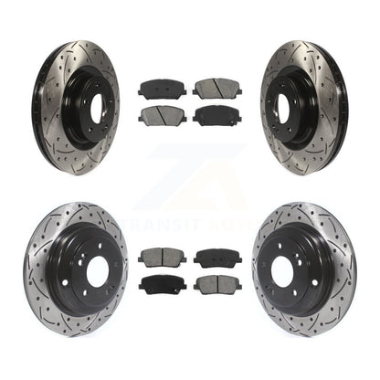 [Avant + Arrière] Kit de disque (percé rainuré revêtu) et plaquette (semi-métallique) de frein pour Hyundai Genesis Coupe KDS-100326