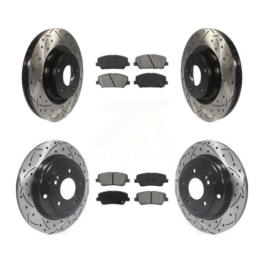 [Avant + Arrière] Kit de disque (percé rainuré revêtu) et plaquette (semi-métallique) de frein pour Hyundai Genesis Coupe KDS-100326