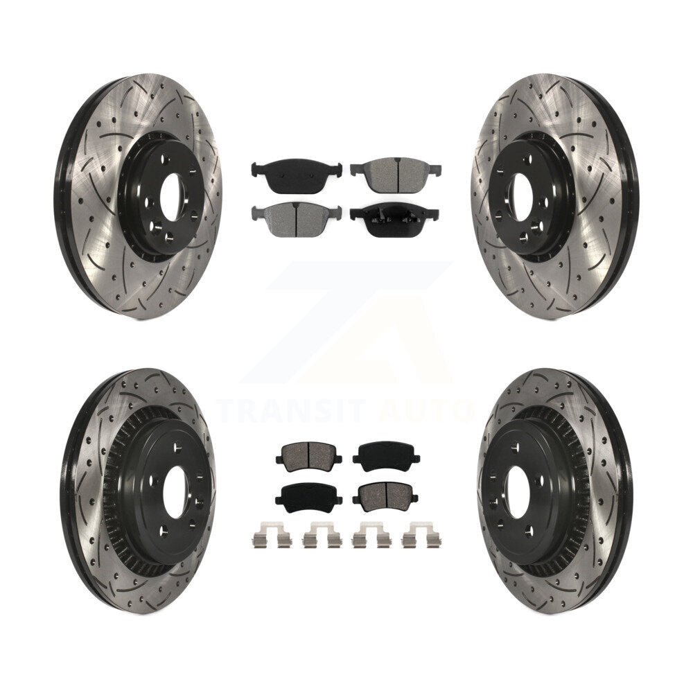 [Avant + Arrière] Kit de disque (percé rainuré revêtu) et plaquette (semi-métallique) de frein pour 2010-2015 Volvo XC60 KDS-100327