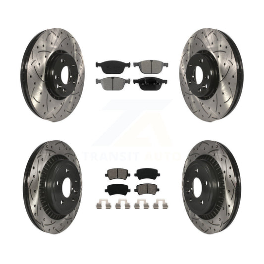 [Avant + Arrière] Kit de disque (percé rainuré revêtu) et plaquette (semi-métallique) de frein pour 2010-2015 Volvo XC60 KDS-100327