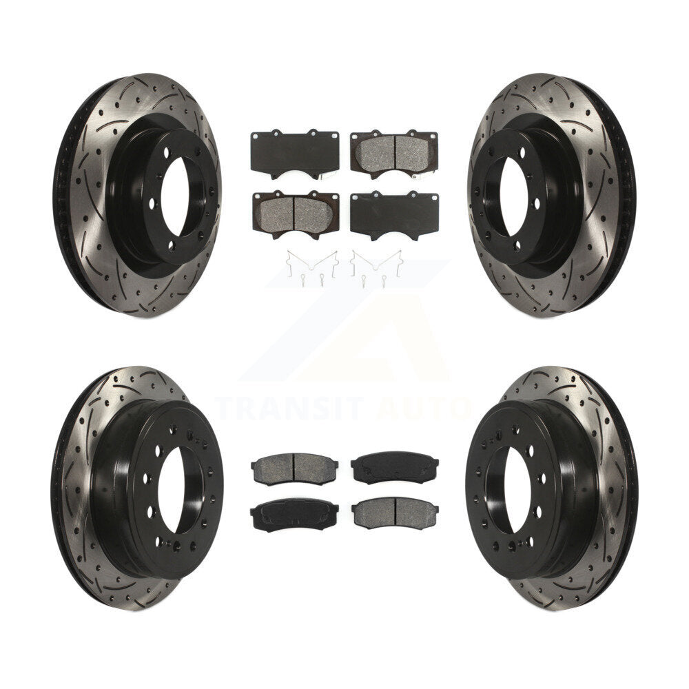 [Avant + Arrière] Kit de disque (percé rainuré revêtu) et plaquette (semi-métallique) de frein pour Toyota 4Runner Lexus GX460 KDS-100328