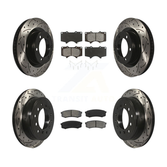 [Avant + Arrière] Kit de disque (percé rainuré revêtu) et plaquette (semi-métallique) de frein pour Toyota 4Runner Lexus GX460 KDS-100328
