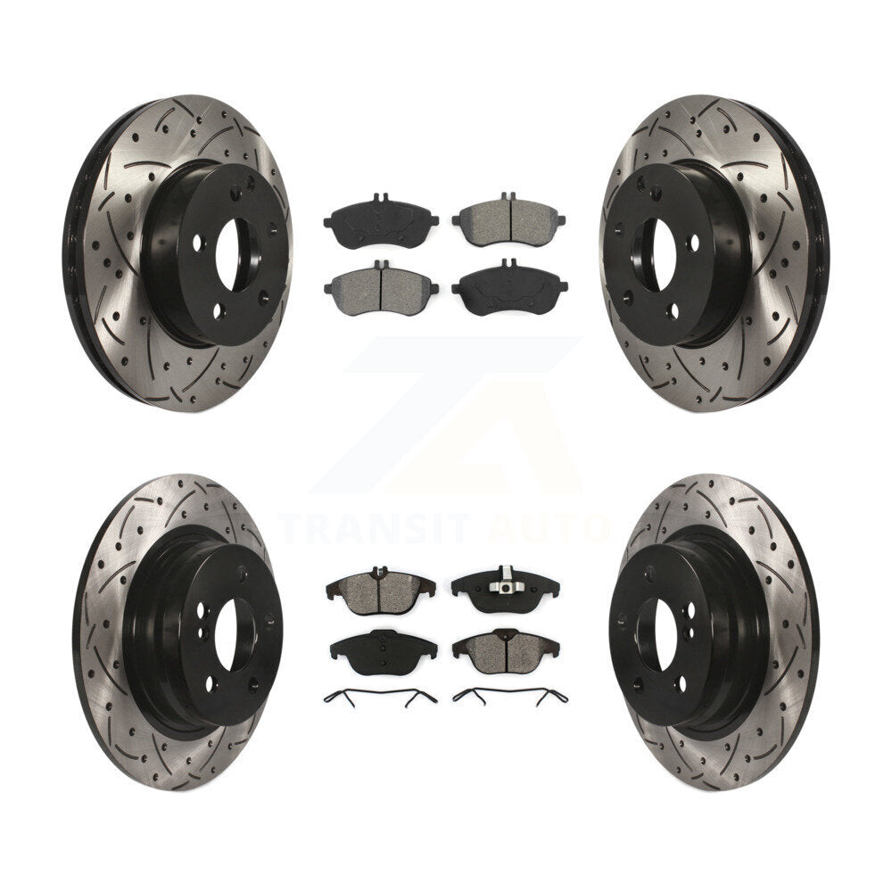 [Avant + Arrière] Kit de disque (percé rainuré revêtu) et plaquette (semi-métallique) de frein pour Mercedes-Benz C300 C250 C230 KDS-100329