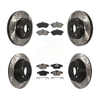 [Avant + Arrière] Kit de disque (percé rainuré revêtu) et plaquette (semi-métallique) de frein pour Mercedes-Benz C300 C250 C230 KDS-100329