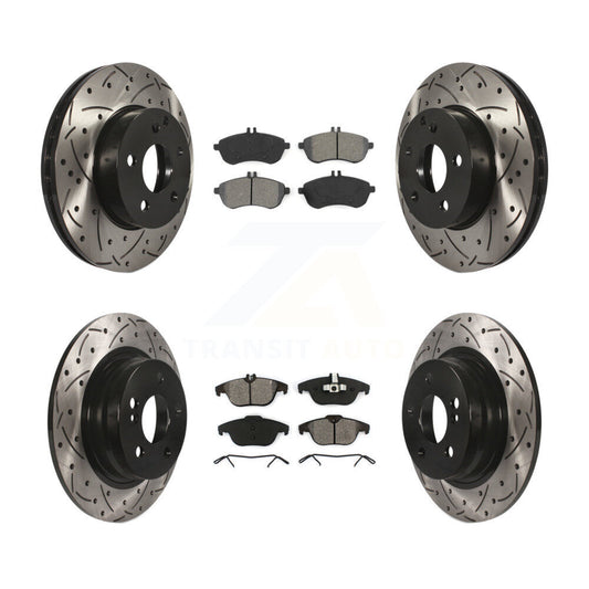 [Avant + Arrière] Kit de disque (percé rainuré revêtu) et plaquette (semi-métallique) de frein pour Mercedes-Benz C300 C250 C230 KDS-100329