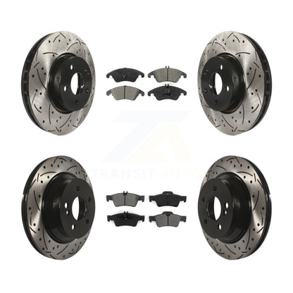 [Avant + Arrière] Kit de disque (percé rainuré revêtu) et plaquette (semi-métallique) de frein pour Mercedes-Benz E350 E400 avec 322mm Diameter Rotor KDS-100333