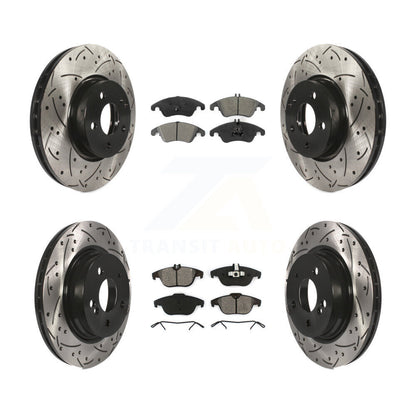 [Avant + Arrière] Kit de disque (percé rainuré revêtu) et plaquette (semi-métallique) de frein pour Mercedes-Benz E350 C300 C350 KDS-100334