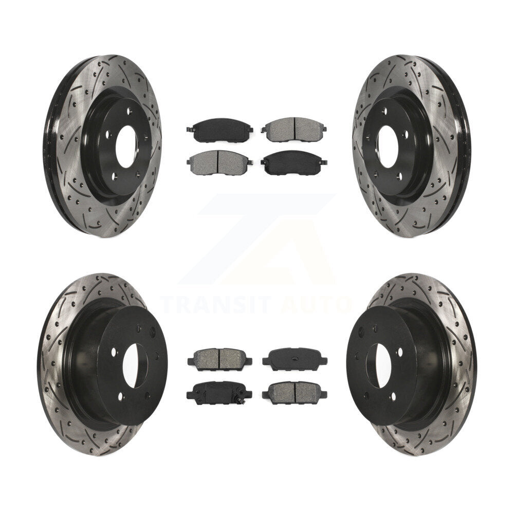 [Avant + Arrière] Kit de disque (percé rainuré revêtu) et plaquette (semi-métallique) de frein pour Nissan Sentra Juke KDS-100335