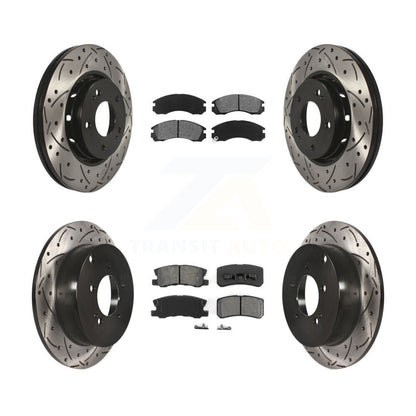 [Avant + Arrière] Kit de disque (percé rainuré revêtu) et plaquette (semi-métallique) de frein pour Mitsubishi Lancer KDS-100339