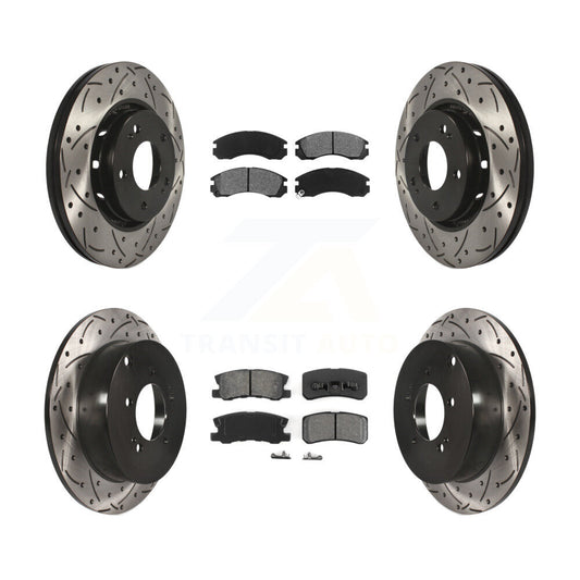 [Avant + Arrière] Kit de disque (percé rainuré revêtu) et plaquette (semi-métallique) de frein pour Mitsubishi Lancer KDS-100339