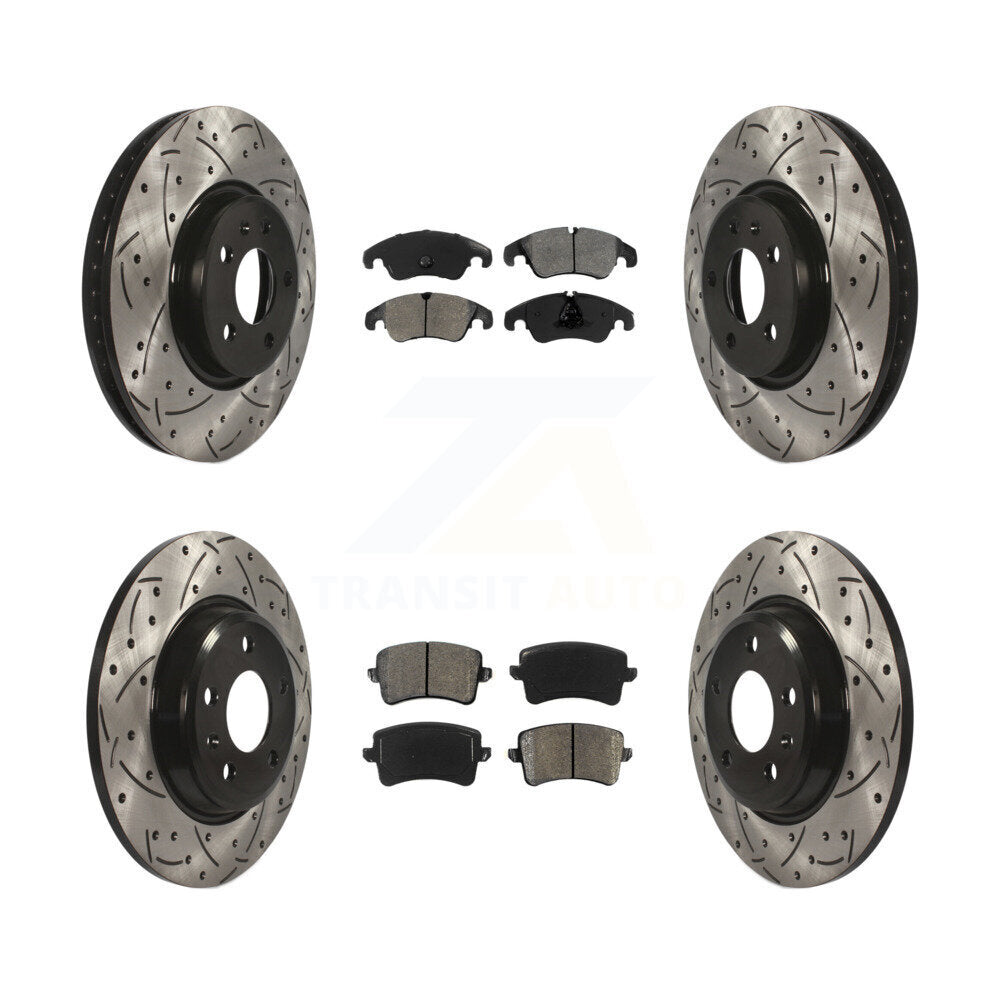 [Avant + Arrière] Kit de disque (percé rainuré revêtu) et plaquette (semi-métallique) de frein pour Audi A4 Q5 A5 Quattro allroad KDS-100340
