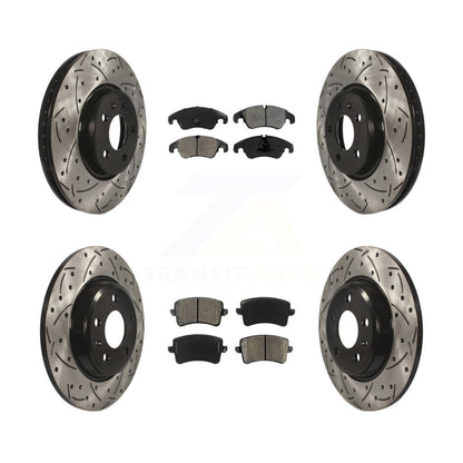 [Avant + Arrière] Kit de disque (percé rainuré revêtu) et plaquette (semi-métallique) de frein pour Audi A4 Q5 A5 Quattro allroad KDS-100340