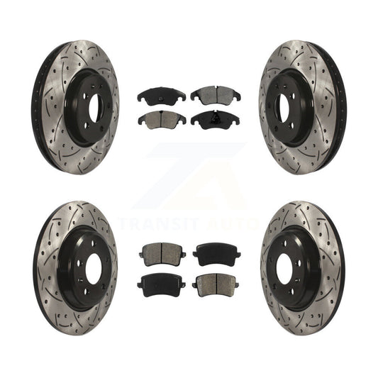 [Avant + Arrière] Kit de disque (percé rainuré revêtu) et plaquette (semi-métallique) de frein pour Audi A4 Q5 A5 Quattro allroad KDS-100340