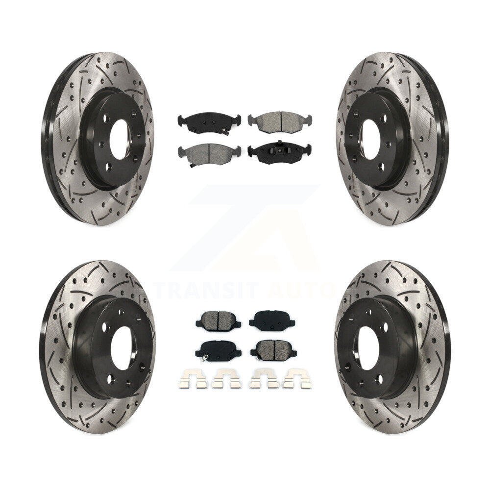 [Avant + Arrière] Kit de disque (percé rainuré revêtu) et plaquette (semi-métallique) de frein pour Fiat 500 KDS-100341