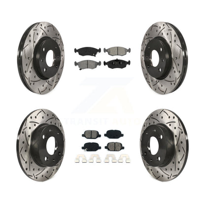 [Avant + Arrière] Kit de disque (percé rainuré revêtu) et plaquette (semi-métallique) de frein pour Fiat 500 KDS-100341