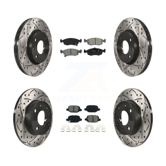 [Avant + Arrière] Kit de disque (percé rainuré revêtu) et plaquette (semi-métallique) de frein pour Fiat 500 KDS-100341