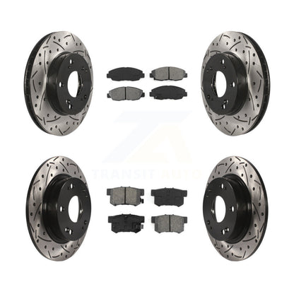 [Avant + Arrière] Kit de disque (percé rainuré revêtu) et plaquette (semi-métallique) de frein pour Honda Civic KDS-100342