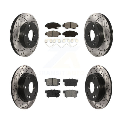 [Avant + Arrière] Kit de disque (percé rainuré revêtu) et plaquette (semi-métallique) de frein pour 2013-2015 Acura ILX 1.5L KDS-100343