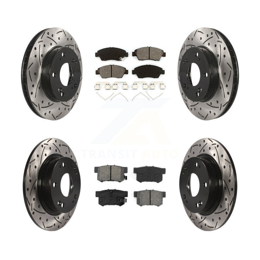 [Avant + Arrière] Kit de disque (percé rainuré revêtu) et plaquette (semi-métallique) de frein pour 2013-2015 Acura ILX 1.5L KDS-100343