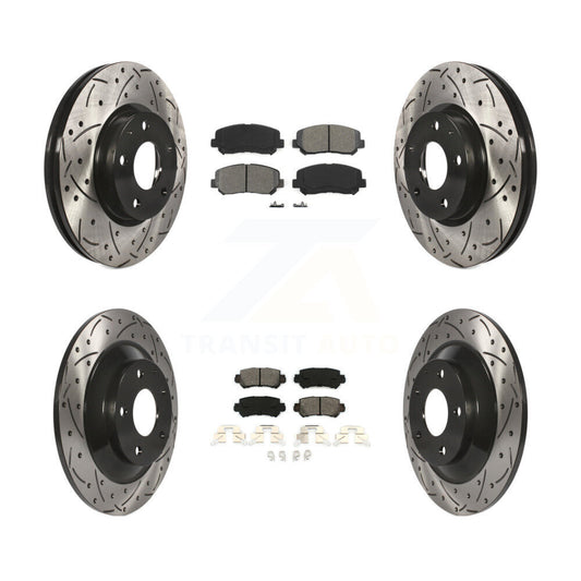 [Avant + Arrière] Kit de disque (percé rainuré revêtu) et plaquette (semi-métallique) de frein pour Mazda CX-5 KDS-100346
