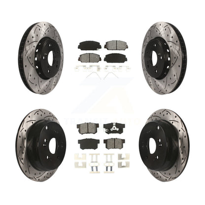 [Avant + Arrière] Kit de disque (percé rainuré revêtu) et plaquette (semi-métallique) de frein pour 2013-2018 Acura RDX KDS-100348