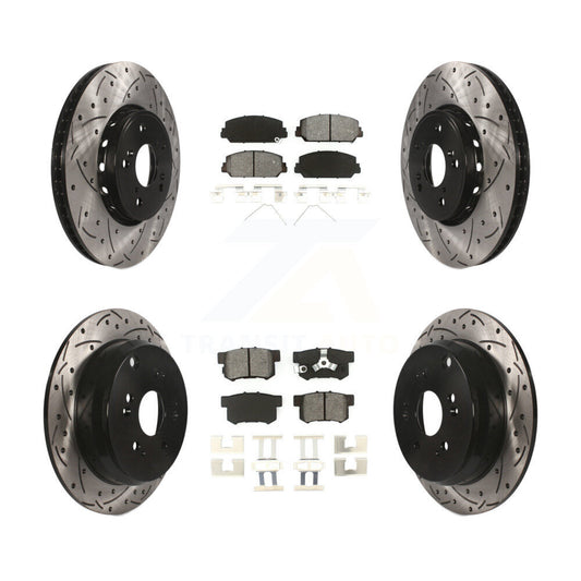 [Avant + Arrière] Kit de disque (percé rainuré revêtu) et plaquette (semi-métallique) de frein pour 2013-2018 Acura RDX KDS-100348