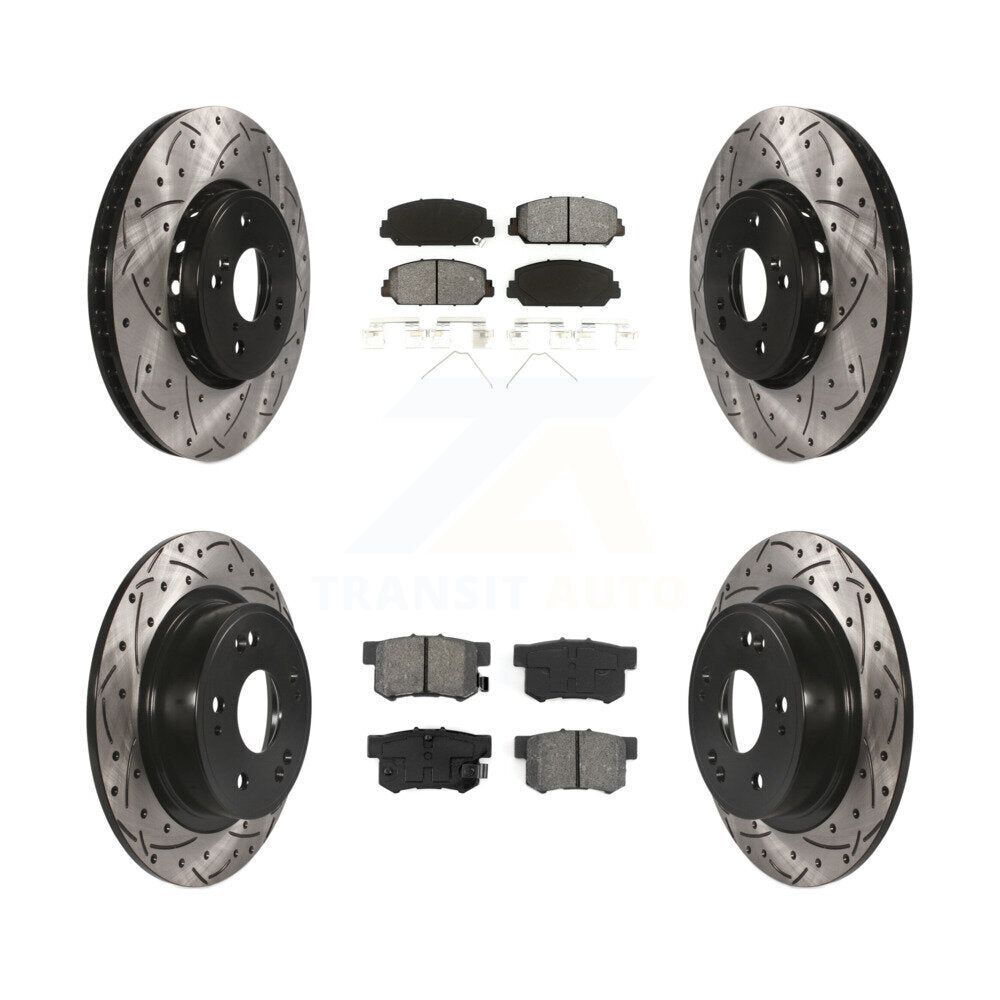 [Avant + Arrière] Kit de disque (percé rainuré revêtu) et plaquette (semi-métallique) de frein pour 2016 Acura ILX KDS-100349