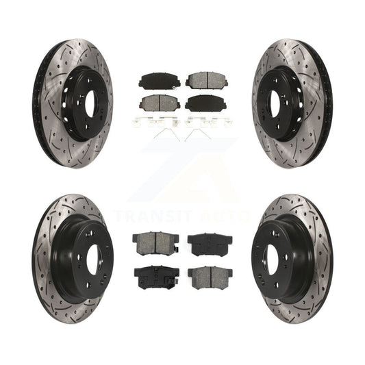 [Avant + Arrière] Kit de disque (percé rainuré revêtu) et plaquette (semi-métallique) de frein pour 2016 Acura ILX KDS-100349