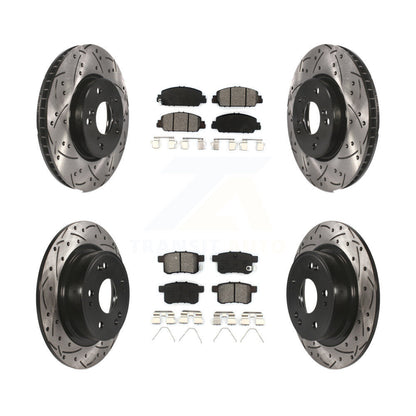 [Avant + Arrière] Kit de disque (percé rainuré revêtu) et plaquette (semi-métallique) de frein pour Honda Accord KDS-100350