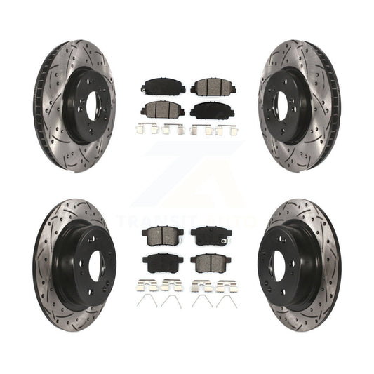 [Avant + Arrière] Kit de disque (percé rainuré revêtu) et plaquette (semi-métallique) de frein pour Honda Accord KDS-100350