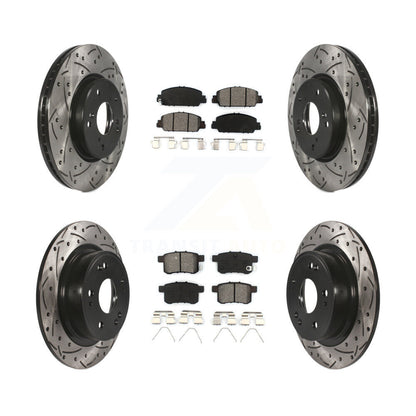 [Avant + Arrière] Kit de disque (percé rainuré revêtu) et plaquette (semi-métallique) de frein pour Honda Accord KDS-100353