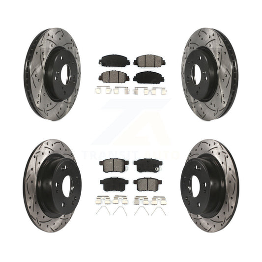 [Avant + Arrière] Kit de disque (percé rainuré revêtu) et plaquette (semi-métallique) de frein pour Honda Accord KDS-100353
