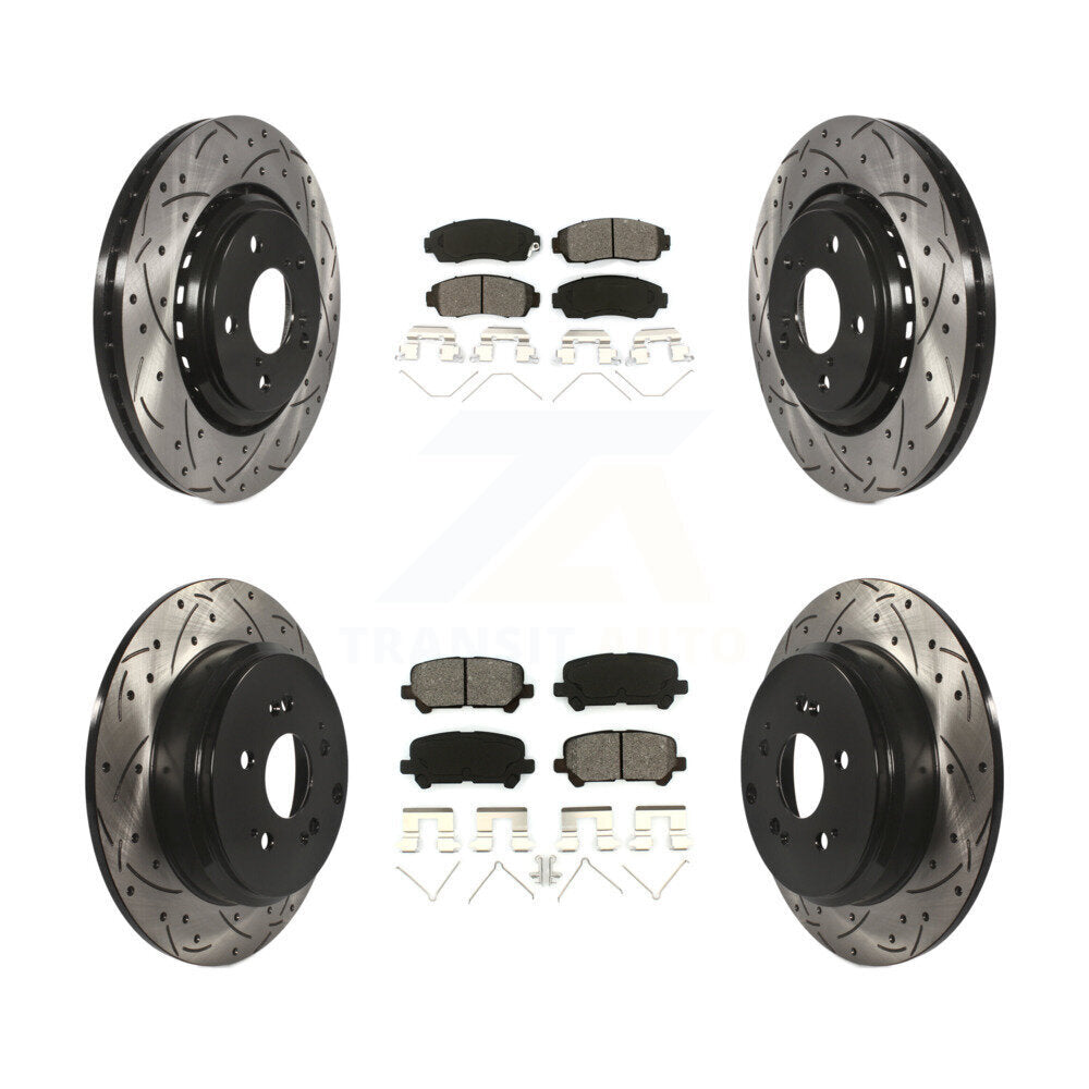 [Avant + Arrière] Kit de disque (percé rainuré revêtu) et plaquette (semi-métallique) de frein pour 2015-2017 Honda Odyssey KDS-100354