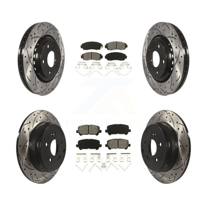 [Avant + Arrière] Kit de disque (percé rainuré revêtu) et plaquette (semi-métallique) de frein pour 2015-2017 Honda Odyssey KDS-100354