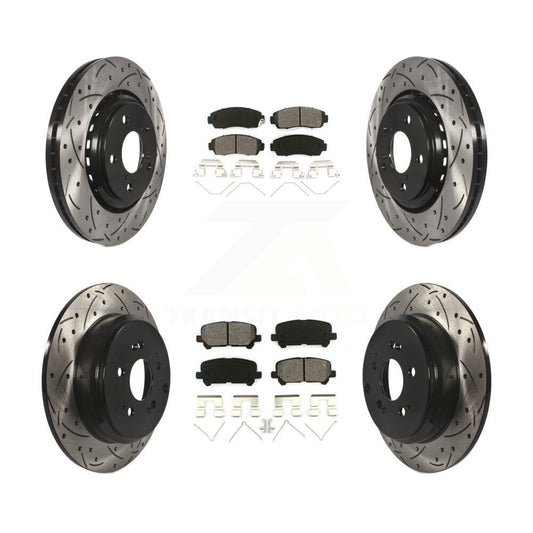 [Avant + Arrière] Kit de disque (percé rainuré revêtu) et plaquette (semi-métallique) de frein pour 2015-2017 Honda Odyssey KDS-100354