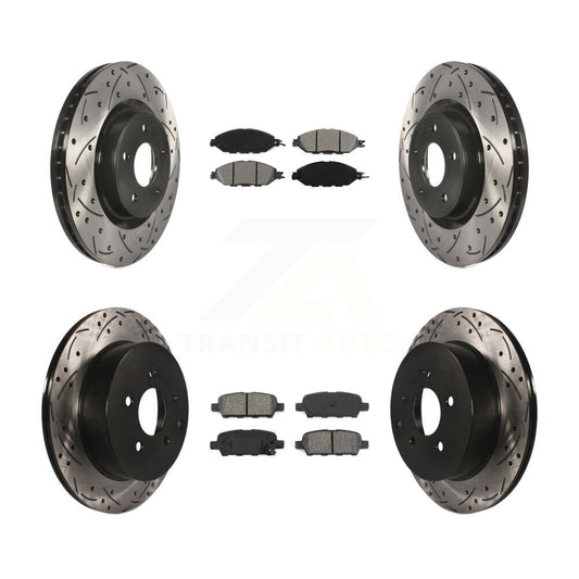 [Avant + Arrière] Kit de disque (percé rainuré revêtu) et plaquette (semi-métallique) de frein pour Nissan Pathfinder Murano INFINITI QX60 JX35 KDS-100355
