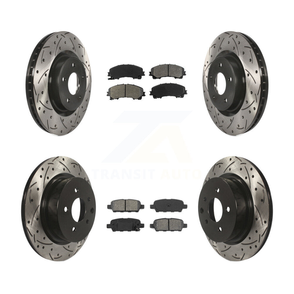 [Avant + Arrière] Kit de disque (percé rainuré revêtu) et plaquette (semi-métallique) de frein pour 2016-2017 INFINITI QX50 KDS-100357