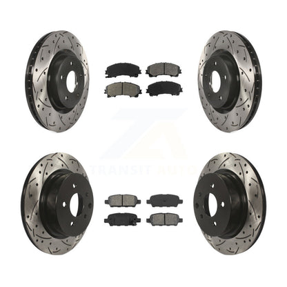 [Avant + Arrière] Kit de disque (percé rainuré revêtu) et plaquette (semi-métallique) de frein pour 2016-2017 INFINITI QX50 KDS-100357