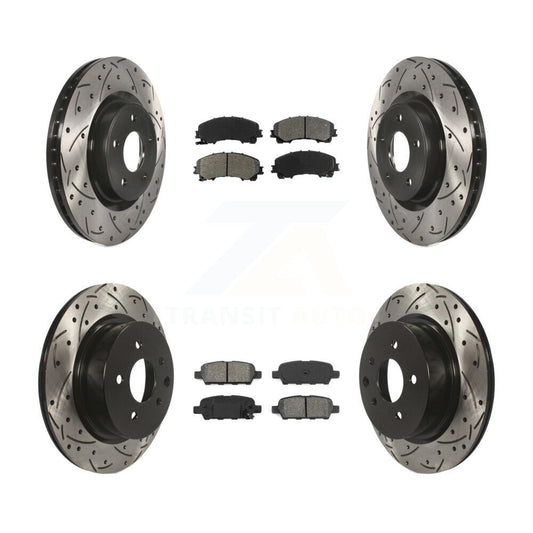 [Avant + Arrière] Kit de disque (percé rainuré revêtu) et plaquette (semi-métallique) de frein pour 2016-2017 INFINITI QX50 KDS-100357