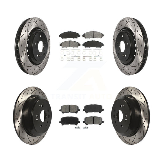 [Avant + Arrière] Kit de disque (percé rainuré revêtu) et plaquette (semi-métallique) de frein pour 2014-2016 Acura MDX KDS-100358