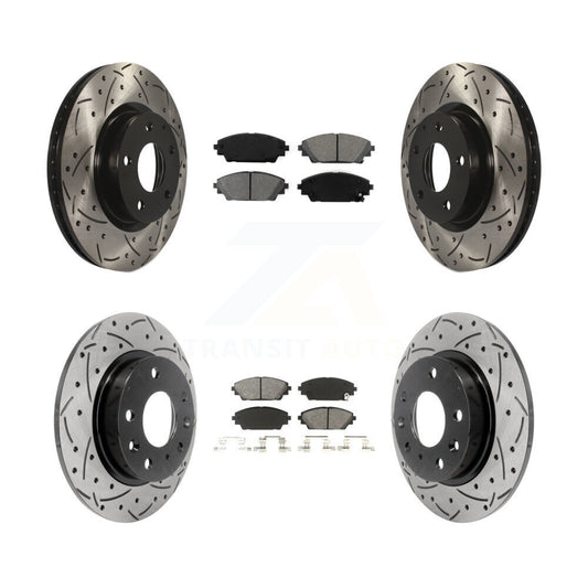 [Avant + Arrière] Kit de disque (percé rainuré revêtu) et plaquette (semi-métallique) de frein pour Mazda 3 Sport 2.5L KDS-100359