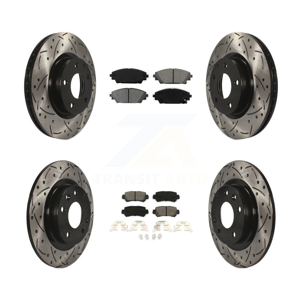 [Avant + Arrière] Kit de disque (percé rainuré revêtu) et plaquette (semi-métallique) de frein pour 2016-2018 Mazda CX-3 AWD KDS-100360