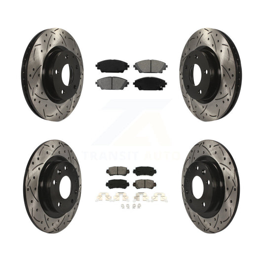 [Avant + Arrière] Kit de disque (percé rainuré revêtu) et plaquette (semi-métallique) de frein pour 2016-2018 Mazda CX-3 AWD KDS-100360