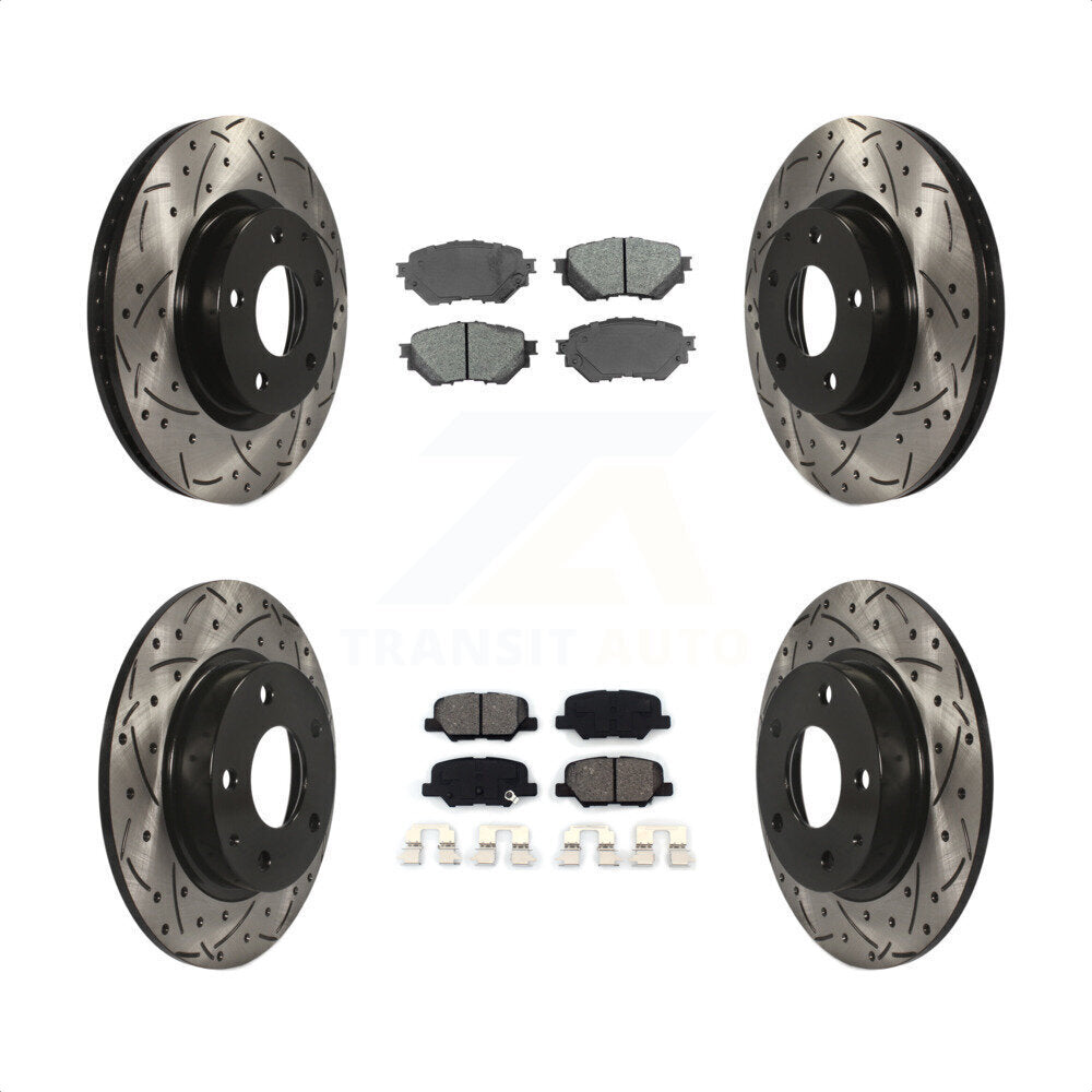 [Avant + Arrière] Kit de disque (percé rainuré revêtu) et plaquette (semi-métallique) de frein pour Mazda 3 Sport 2.5L KDS-100361 par Transit Auto