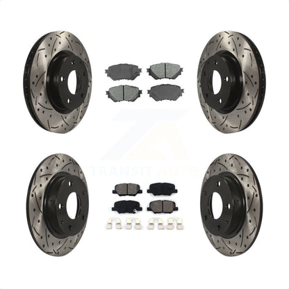[Avant + Arrière] Kit de disque (percé rainuré revêtu) et plaquette (semi-métallique) de frein pour Mazda 3 Sport 2.5L KDS-100361 par Transit Auto