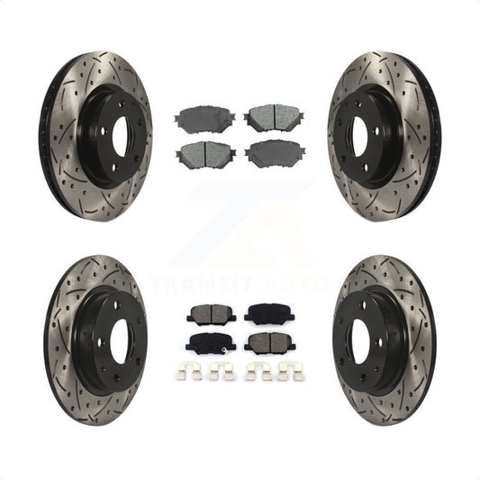 [Avant + Arrière] Kit de disque (percé rainuré revêtu) et plaquette (semi-métallique) de frein pour Mazda 3 Sport 2.5L KDS-100361 par Transit Auto